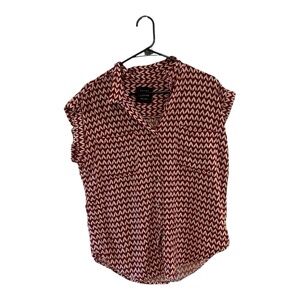 Jachs Red Boxy Cap Sleeve Blouse